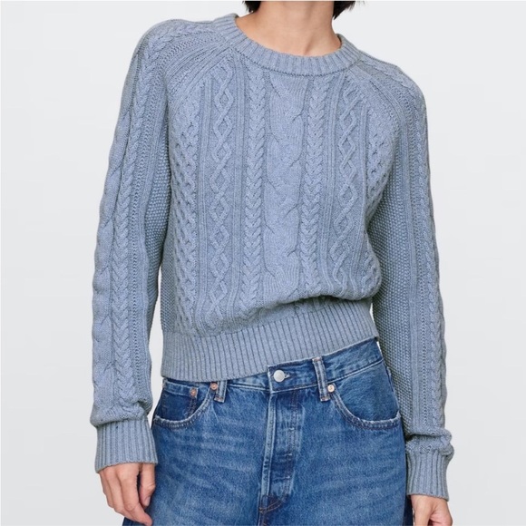 Gap Cable knit sweater XL women blue heather crewneck - Picture 9 of 12